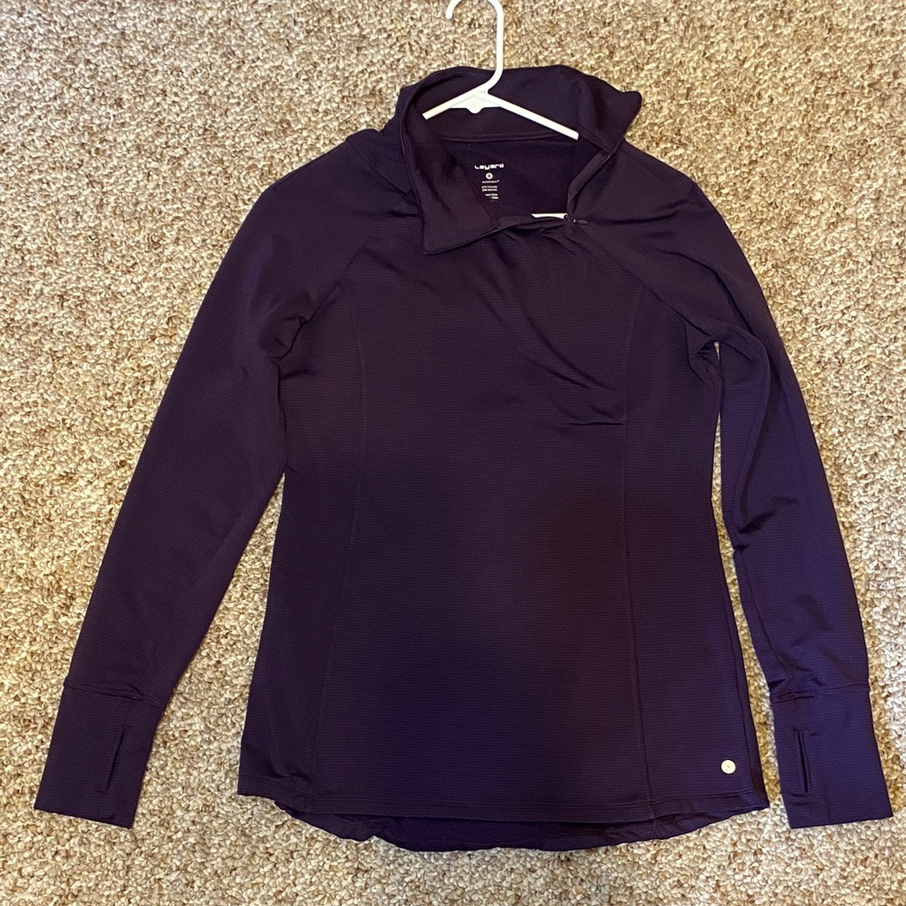 Layers brand quick dry athletics Women's Long Sleeve Dark Purple Quarter-Zip Top